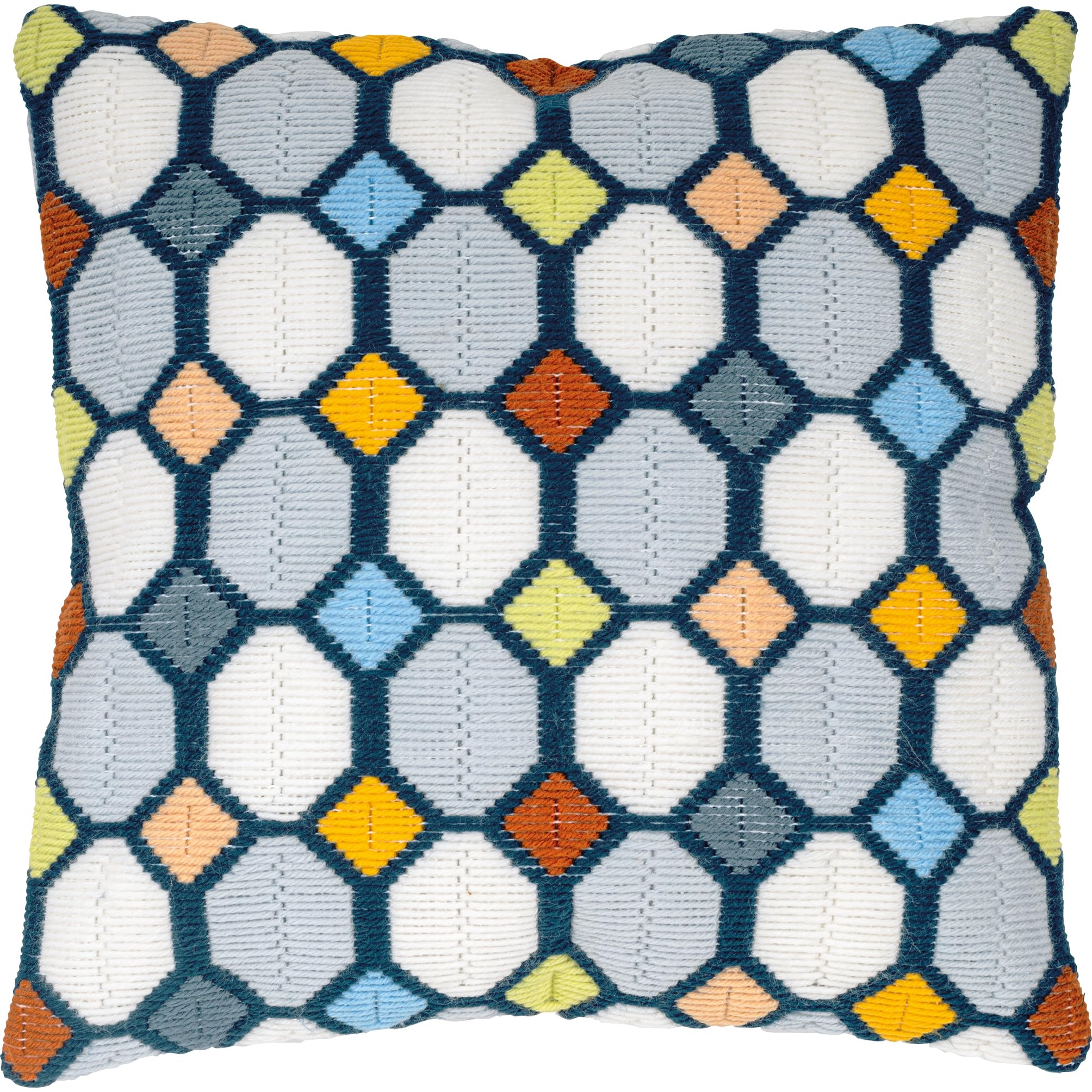 Vervaco Long Stitch Kit DIY Decorative Cushion Sofa Chess Creative Gift Embroidery Kit Beginners Crafts Creative Adults ca. 40 x 40 cm Long Stitch Embroidery