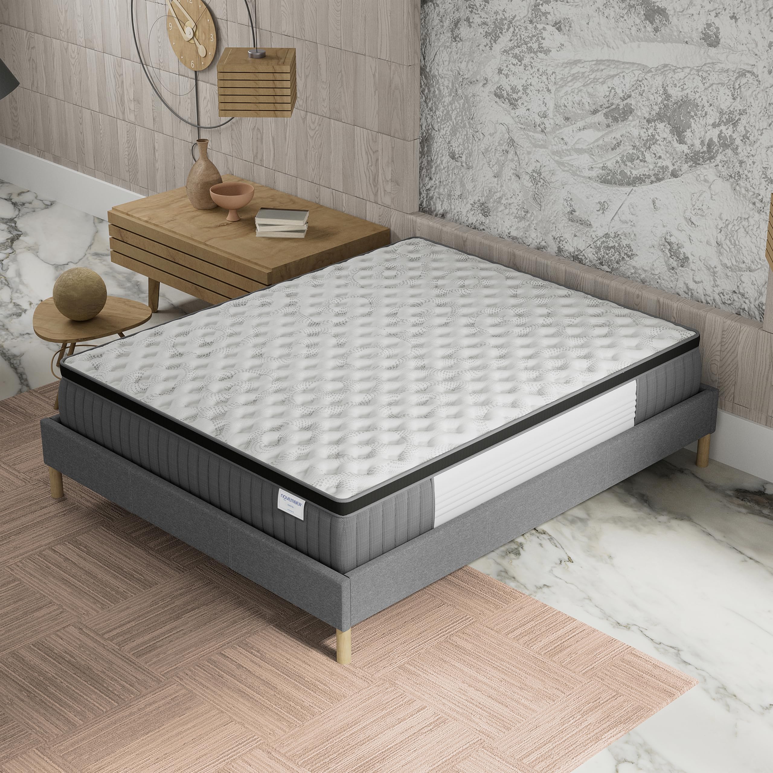 Naturalex - Materasso Matrimoniale 140x200 cm - Perfectsleep - Altezza 24 cm - Schiuma Memory HR, Blue Latex, Ergonomico, Semisolido, Ipoallergenico - Lato Invernale ed Estivo