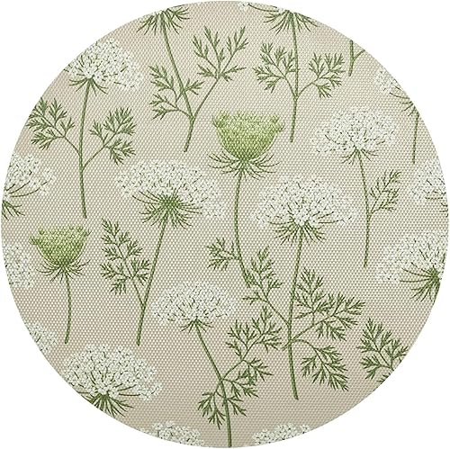Miniatura 1 de Flowers Green White Blooms Beige Dining Room Table Placemats, Heat Resistant Non Slip Washable Round Place Mats for Kitchen one sizex1