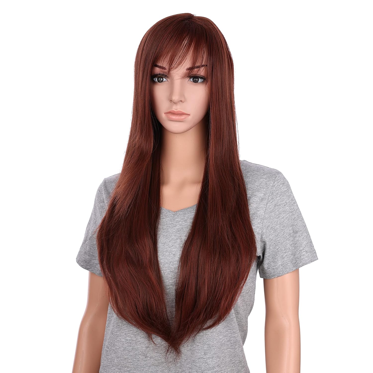 Onedor 30 Inches Long Straight Synthetic Hair Women Full Head Cosplay Wig with Bangs (RL33/35)