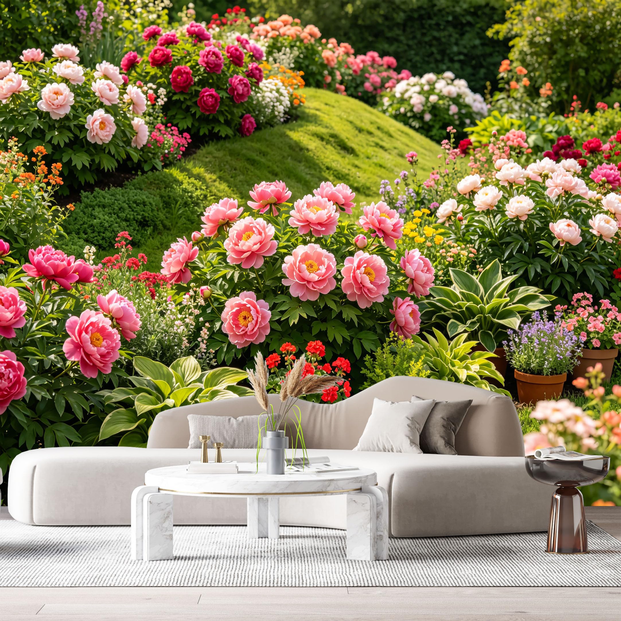 Custom Size Wall Murals Botanical Garden Peony Flowers Watercolor Painting SelfAdhesive Wall Fabric Removable Large Wallpaper for Photo Living Room Interior Decor