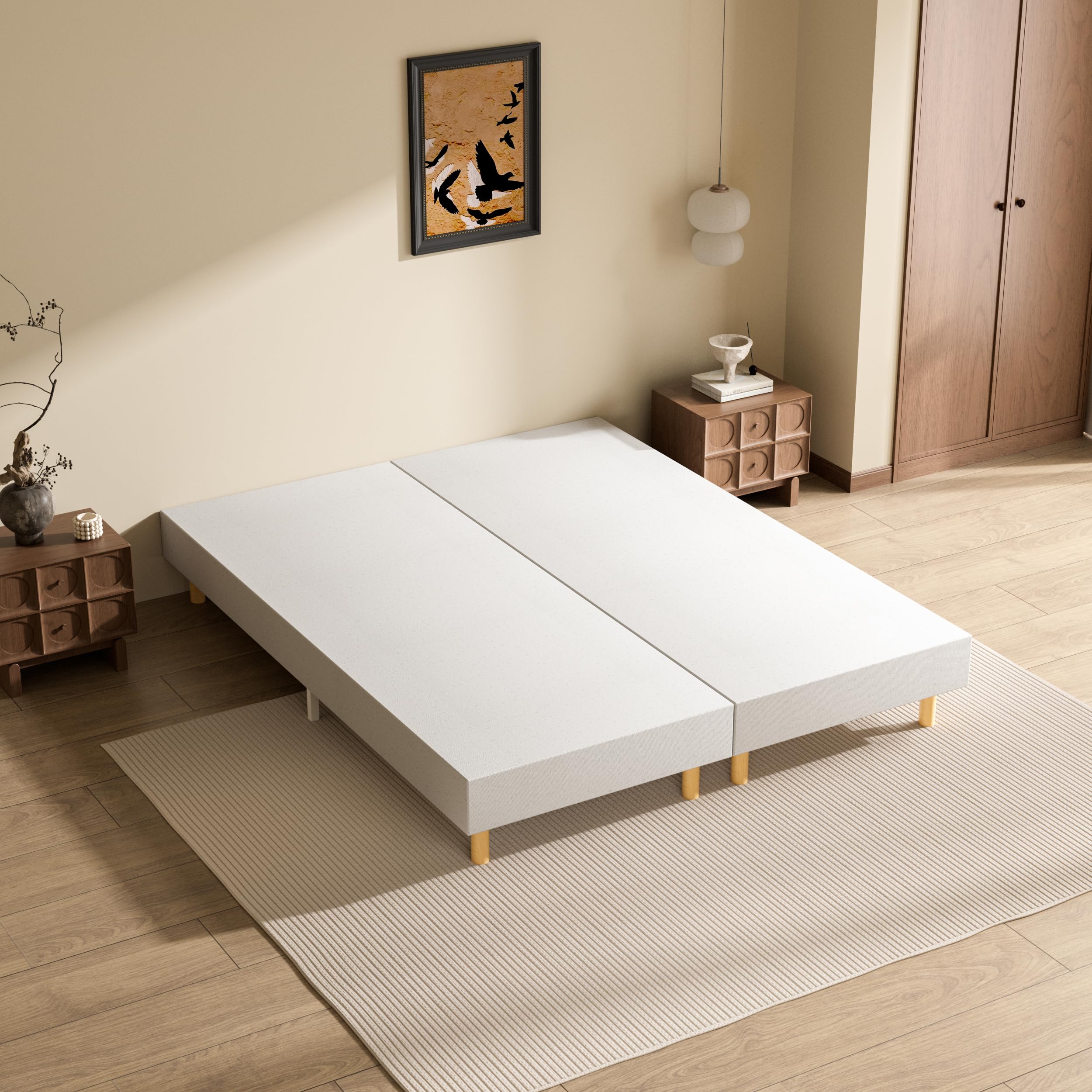 DEWINNER Sommier Tapissier 80x200x2| Lit Double Robuste 160x200| Sommier 160x200| 12 Pieds| Surmatelas en Mousse Haute Densité| Hauteur avec Pieds 29 cm, 160 x 200
