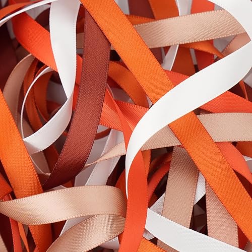 Miniatura 3 de Cinta de Terracota de 38 Pulgadas Cinta de Satén Naranja Quemado Delgada 6 Rollos Surtidos para Manualidades Boda Baby Shower Decoración Envoltorio