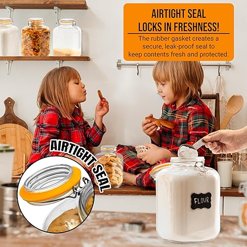 Miniatura 3 de Galashield Tarros de vidrio con tapas, tarros de almacenamiento de alimentos con tapas herméticas a prueba de fugas, tarros de cocina 1 galón