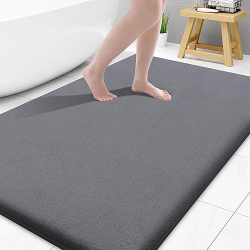 Miniatura 100 de Smiry Tapete de baño de espuma viscoelástica de 24 x 16 pulgadas, extra suave y absorbente, antideslizante, lavable para suelo, ducha y bañera,