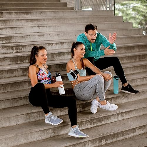 Miniatura 3 de Hydraflow Hybrid - Botella de agua aislada al vacío de triple pared con popote abatible (25 onzas, CB Rugby) termo de metal de acero inoxidable,