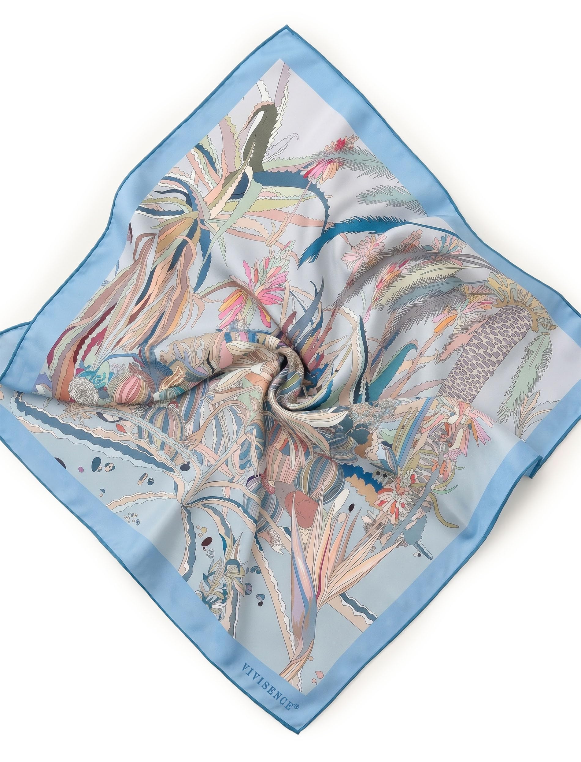 Vivisence Mujer Pañuelo De Seda Cuadrado Acabado A Mano Caída Suave Elegante 90x90cm