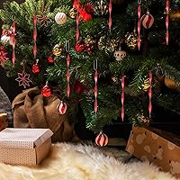 Vista 4 de AMS Adornos para Árbol de Navidad 24 Piezas Juego de Adornos de Carámbanos Retorcidos de Aluminio para Árbol de Navidad Fiesta de Año Nuevo Rojo