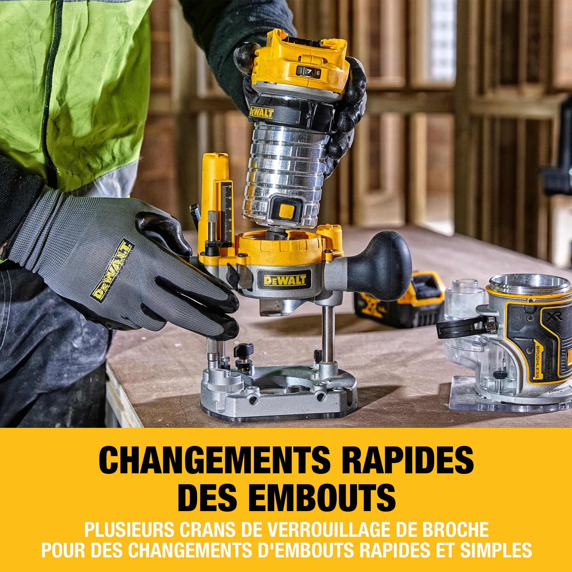 DEWALT - Affleureuse Défonceuse Compacte Brushless XR 18V 1/4" (8mm), avec coffret TSTAK, livré sans batterie, DCW604NT-XJ