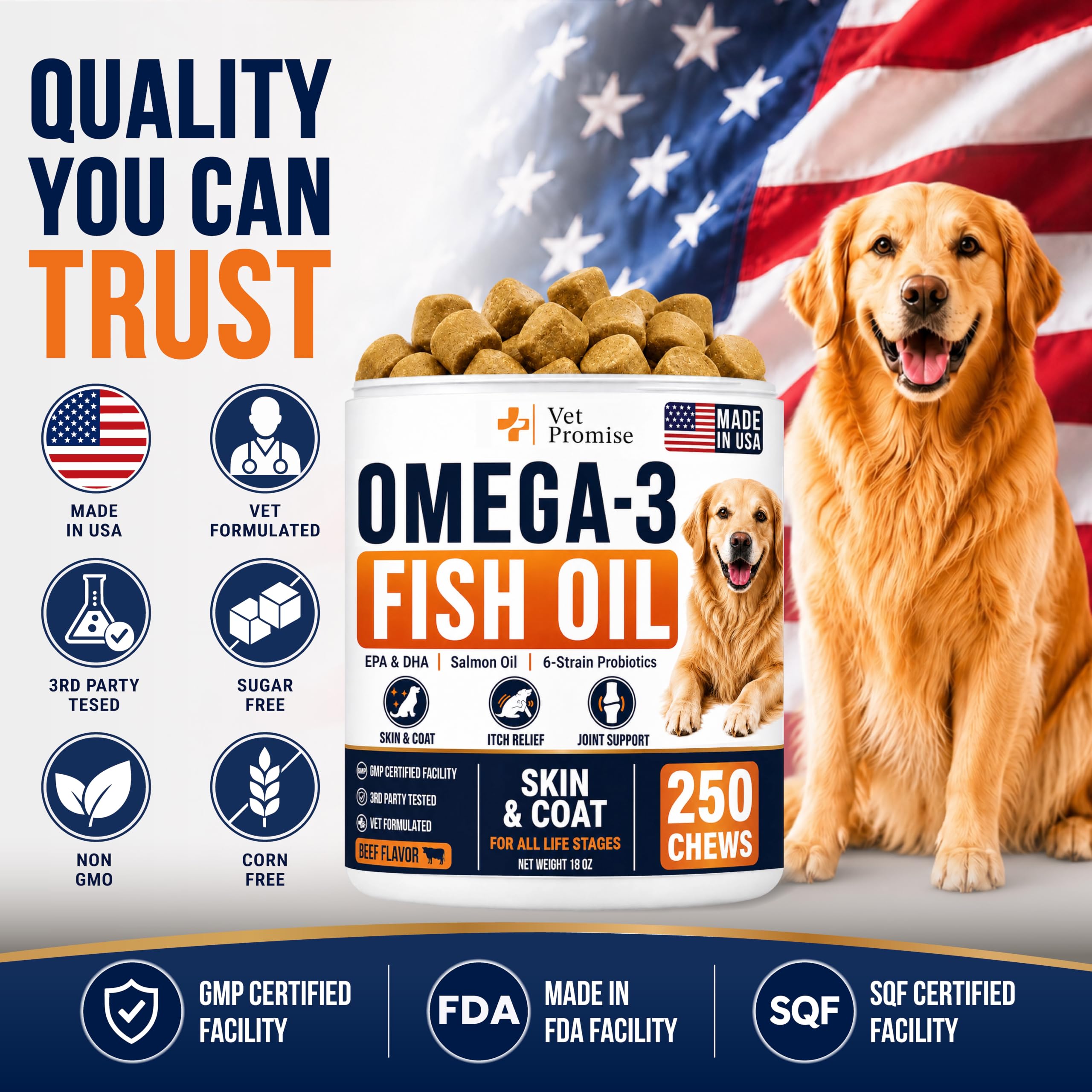 Omega 3 for Dogs - 250 Chews - Fish Oil for Dogs - Skin & Coat Supplement — Amazon image 5