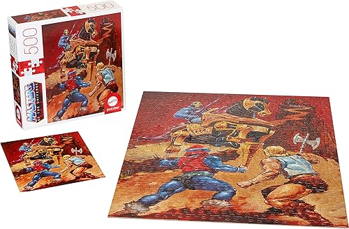 Rompecabezas de Masters of The Universe Mattel con 500 piezas entrelazadas y mini póster con él y esqueleto, regalo para coleccionistas y niños a