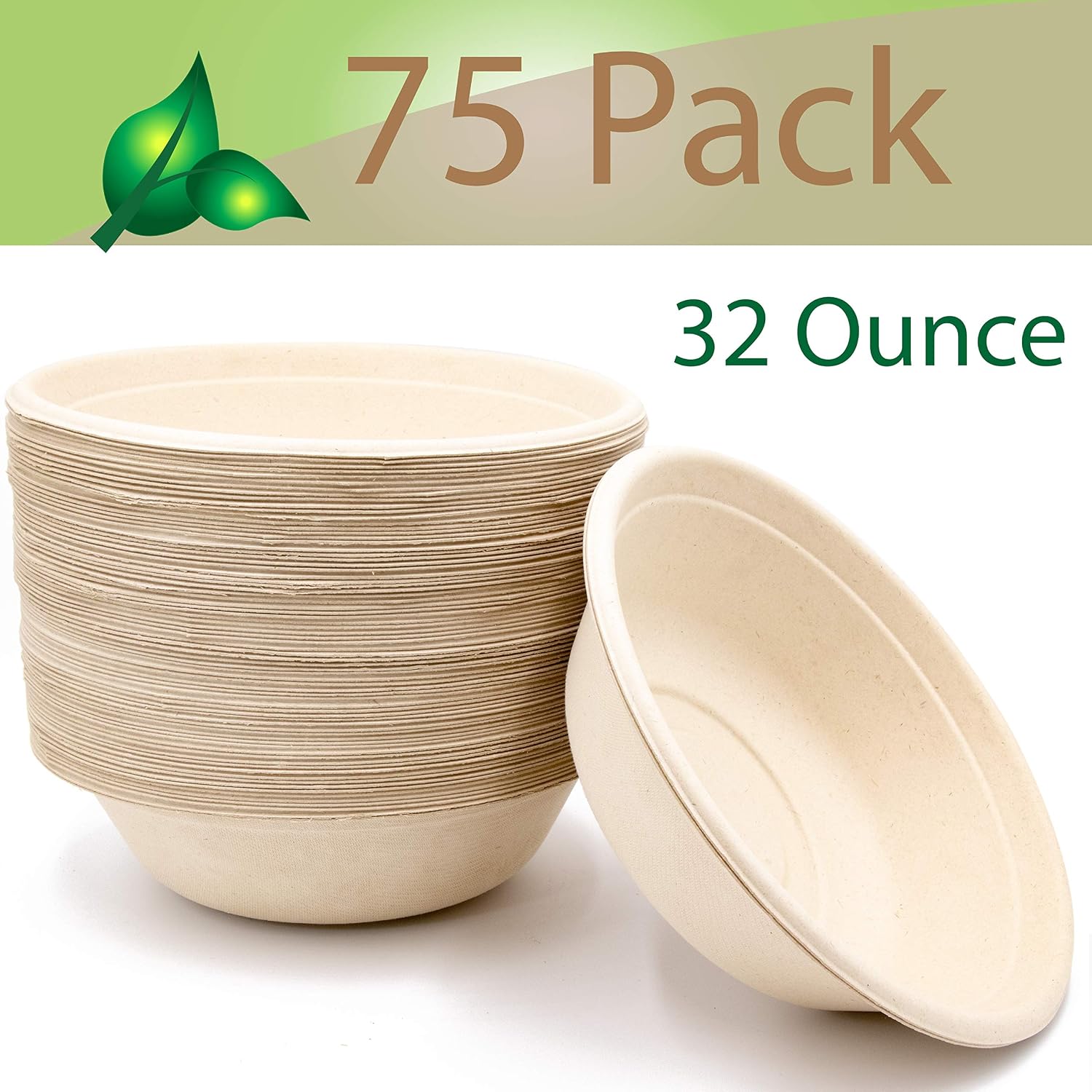One-Day Sale: Up to 60% Off 32oz Bowls Large Disposable Eco Compostable Chili Soup Paper Plastic Free 75Pk