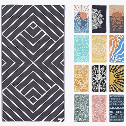 Miniatura 32 de FESHKA Toalla de Playa Turca Sin Arena (37 x 67 pulgadas) Toalla de Baño de Secado Rápido, Manta de Playa de Gran Tamaño, Ligera para Viajes - Hecha