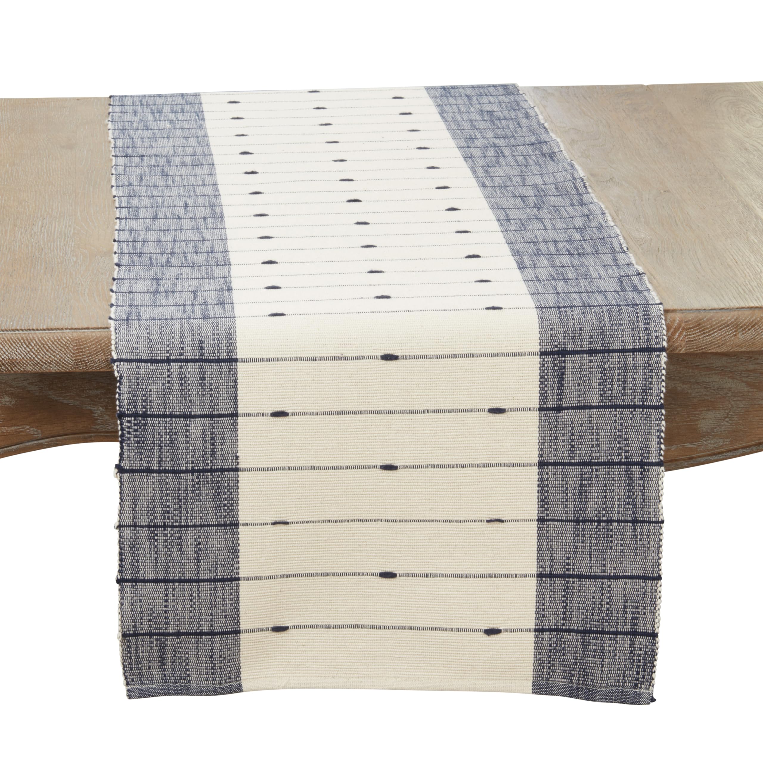 SARO LIFESTYLEThin Stripe Table Runner, Navy Blue, 16"x72"