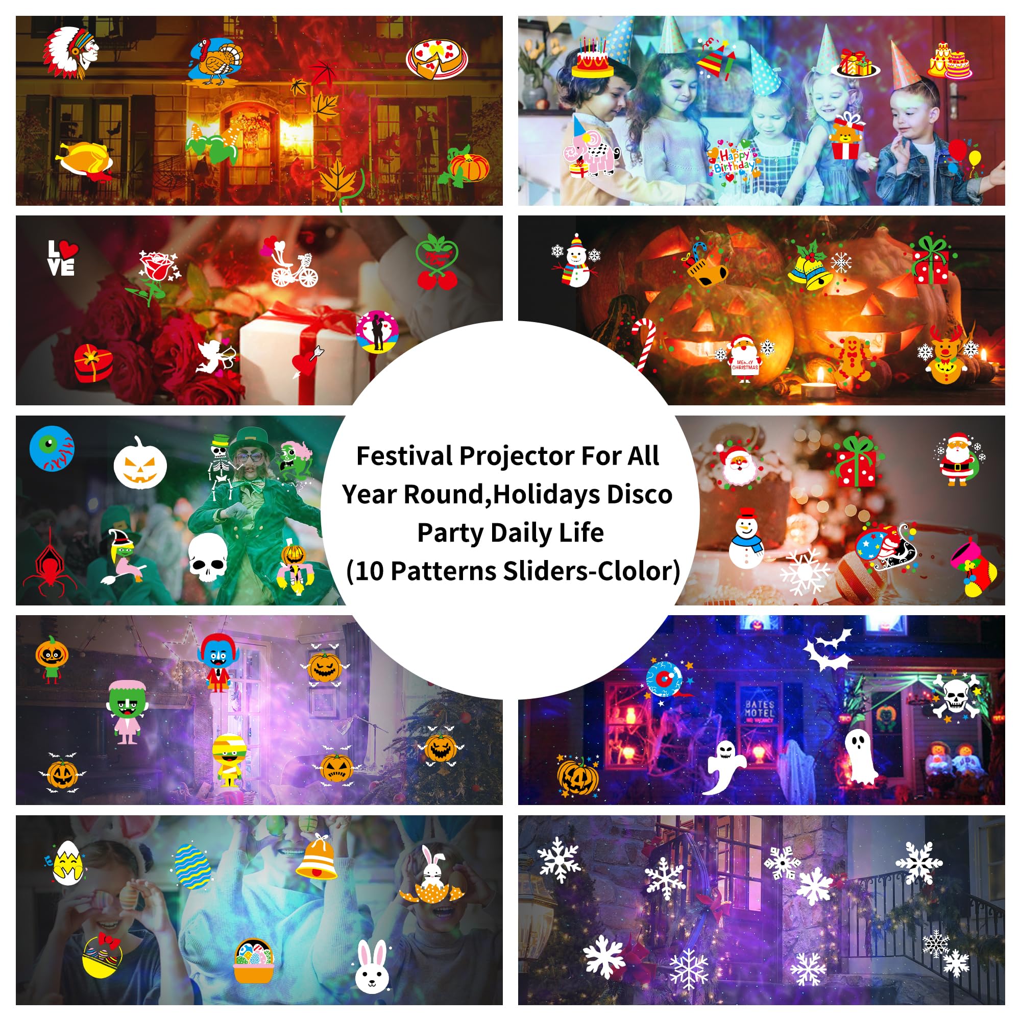 COOLWUFAN Halloween Weihnachten Projektor Licht für Außen und Innen Wasserdicht Fernbedienung 20 HD Effekt 3D Ozeanwelle Muster für Garten Dekoration
