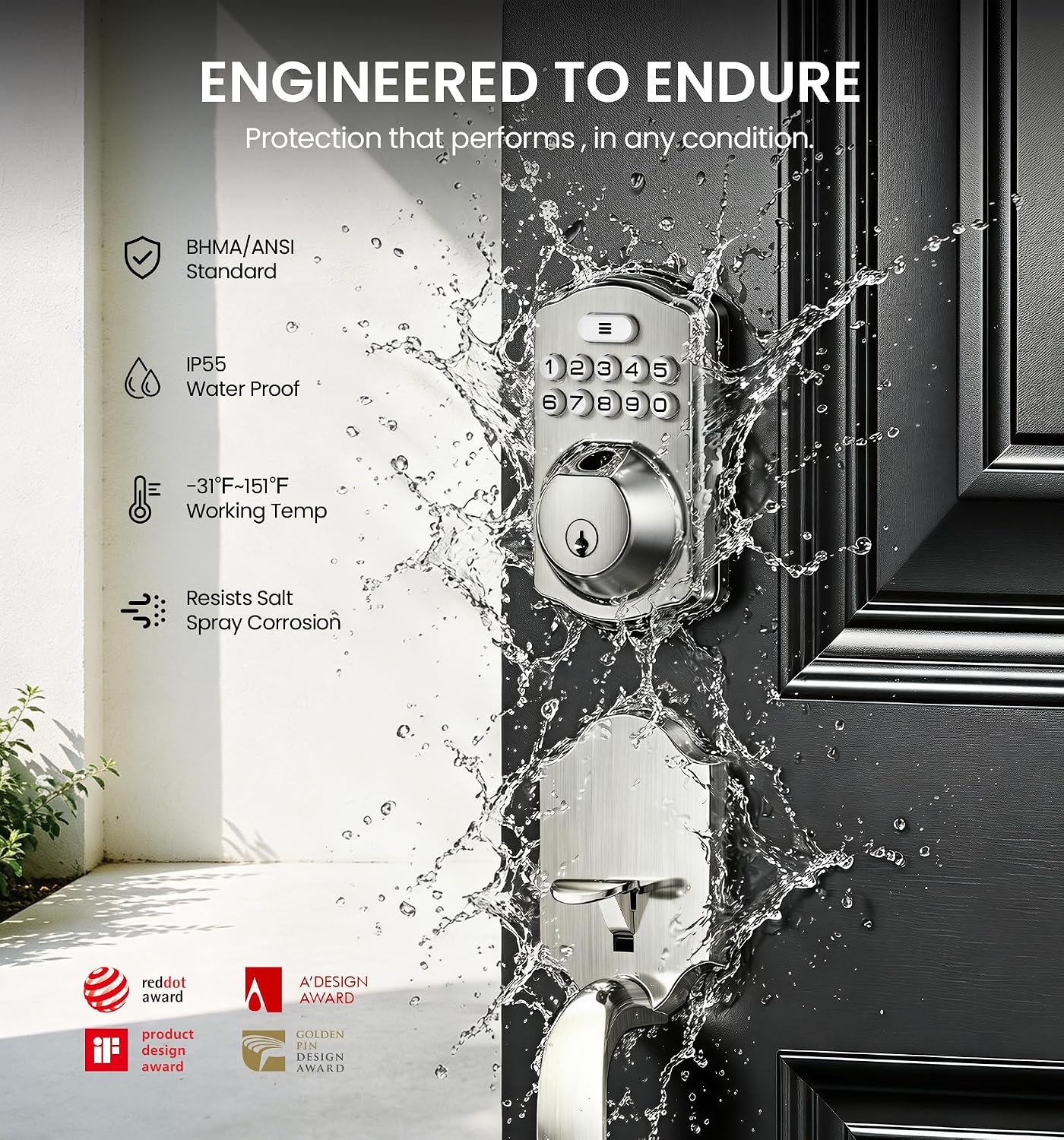 Veise VE012W-H Wi-Fi Smart Front Door Lock Set with Handle, Satin Nickel | App Remote, Built-in Wi-Fi, Smart Deadbolt, Fingerprint Entry, Voice Control, Auto Lock, Backlit Keypad, IP55 Waterproof 10 919LLQ0cuPL. AC SL1500