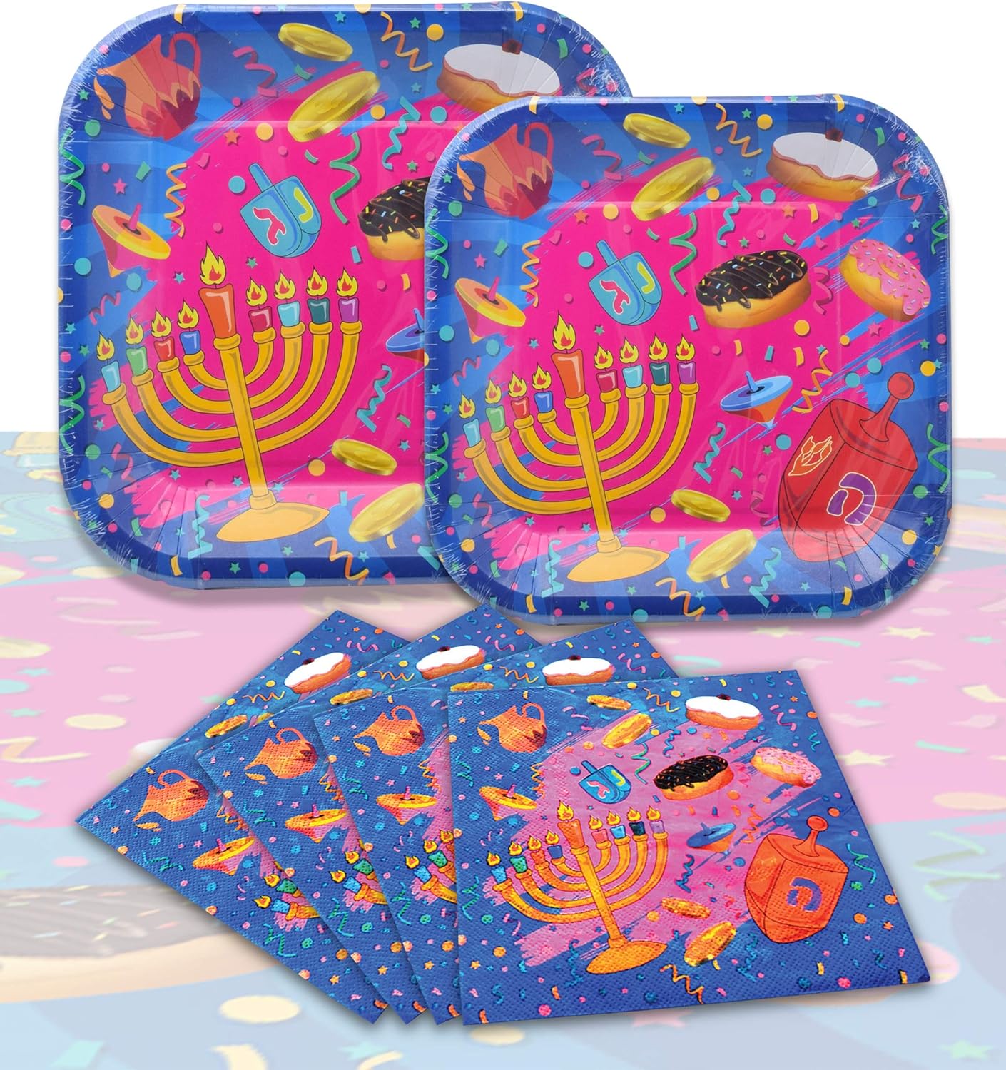 Amazon.com: Izzy 'n' Dizzy Hanukkah Paper Goods Set, Small Plates and ...