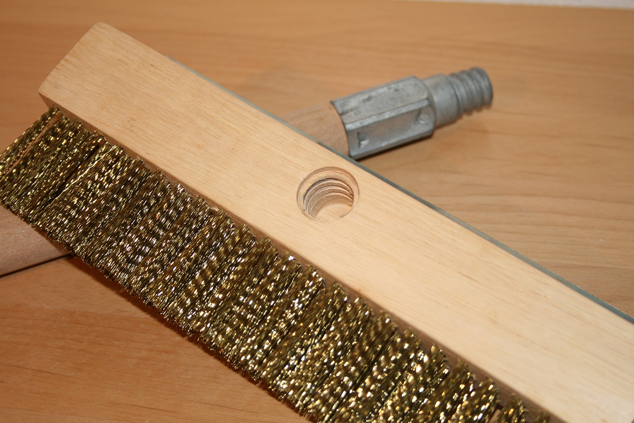 Schneider Messingbesen Ofenbesen Ofenbürste mit Glutschaberblech und Stiel 101 cm