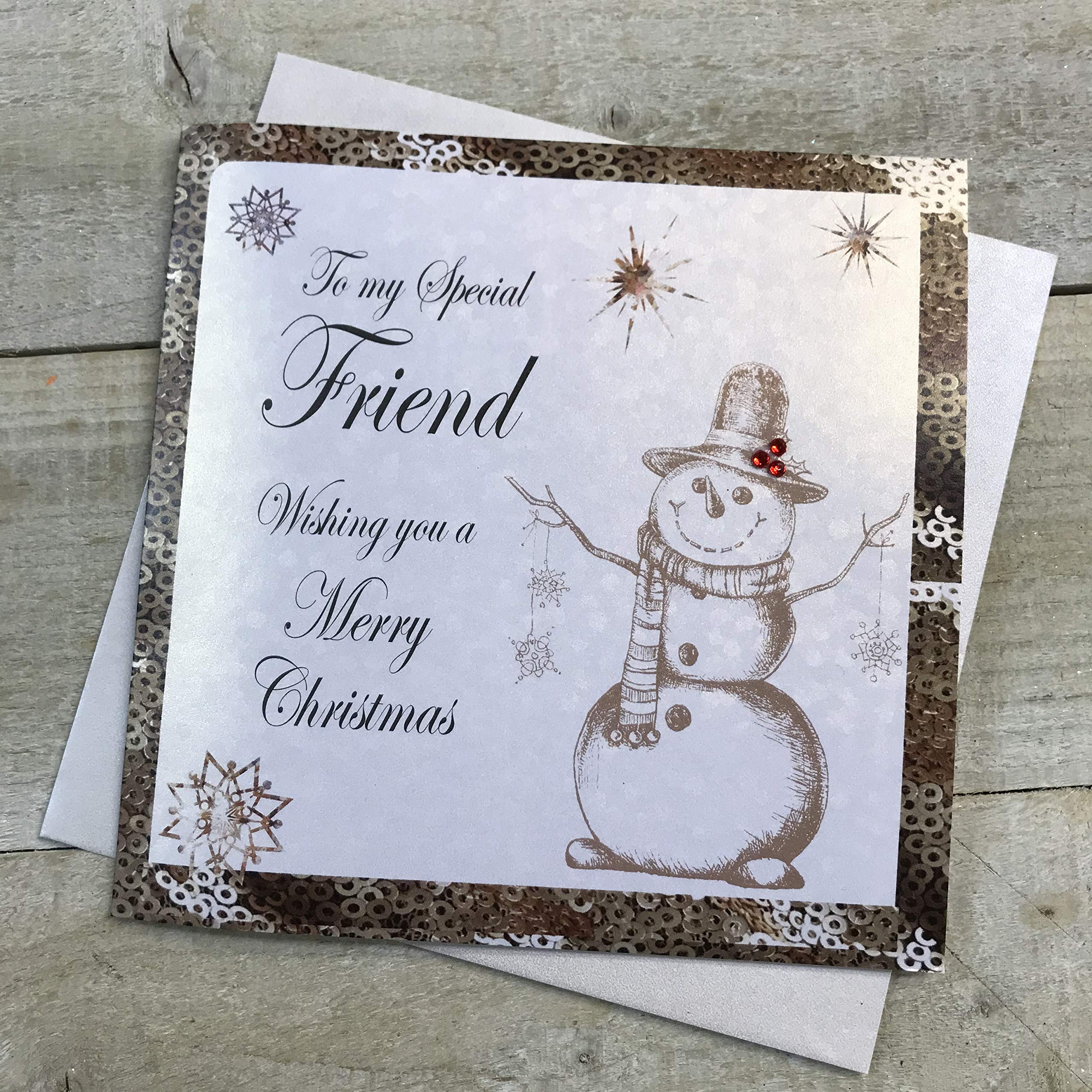 WHITE COTTON CARDSC6-SF""to My Special Friend"" Handmade Christmas Card"