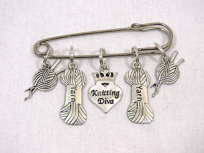 Knitting Diva 5 Silver Knitting Stitch Markers Amazon.co.uk Home