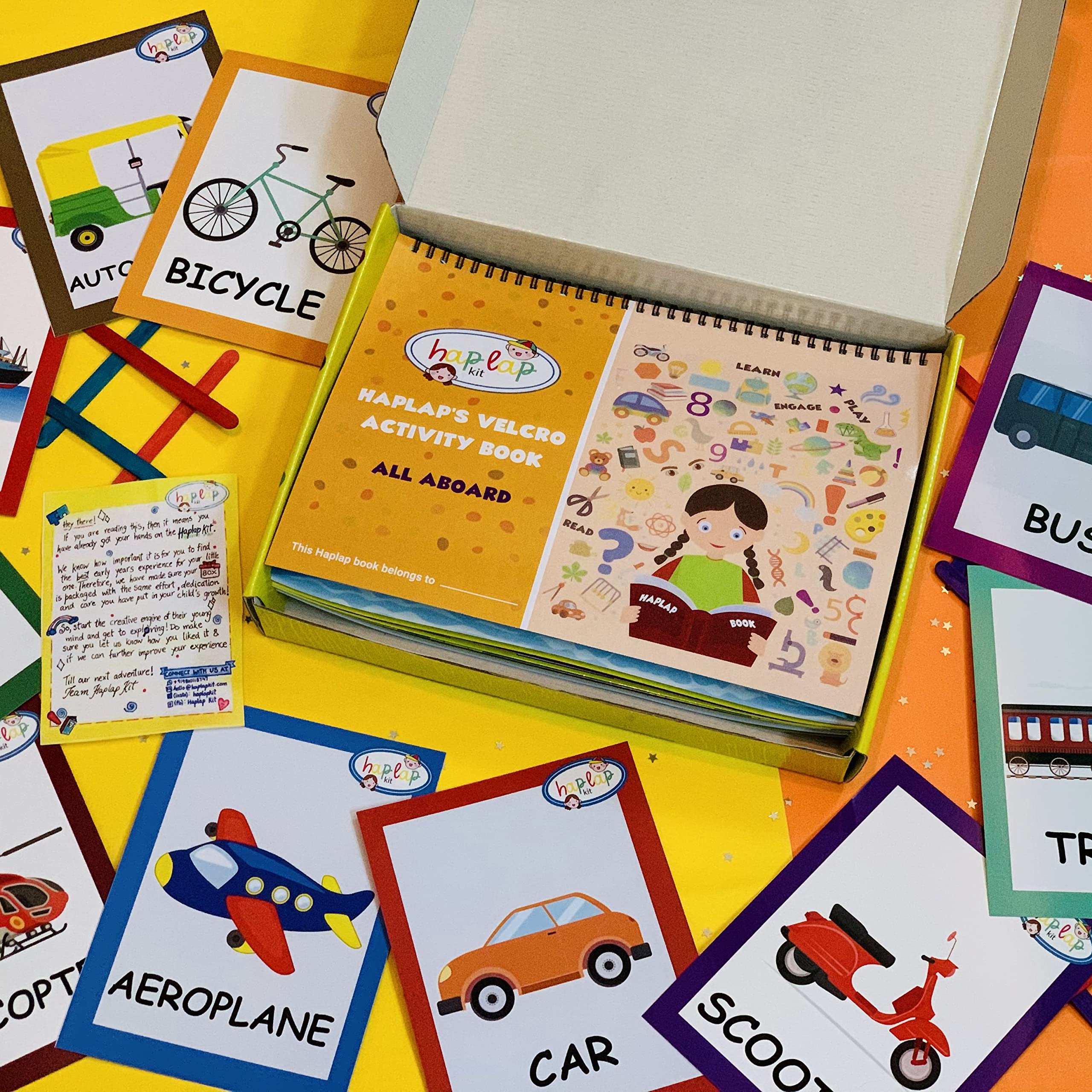 All Aboard | Haplap Kit | Vehicles for Toddlers and Preschoolers | For 2 to 4 Years Old Kids | Velcro Book | Reusable Book | Early Learning | Educational Kit for Toddlers | 10 Learning Activities with 90+ Cutouts and a set of Flashcards | (B0C5VJY891) Amazon Price History, Amazon Price Tracker