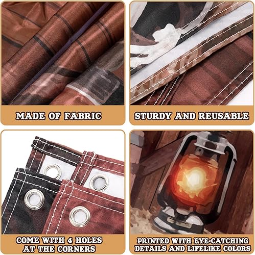 Miniatura 3 de Vansolinne Decoraciones para fiestas occidentales, kit de arco de globos del salvaje oeste, pancarta de vaquero de tela de granero de caballo para