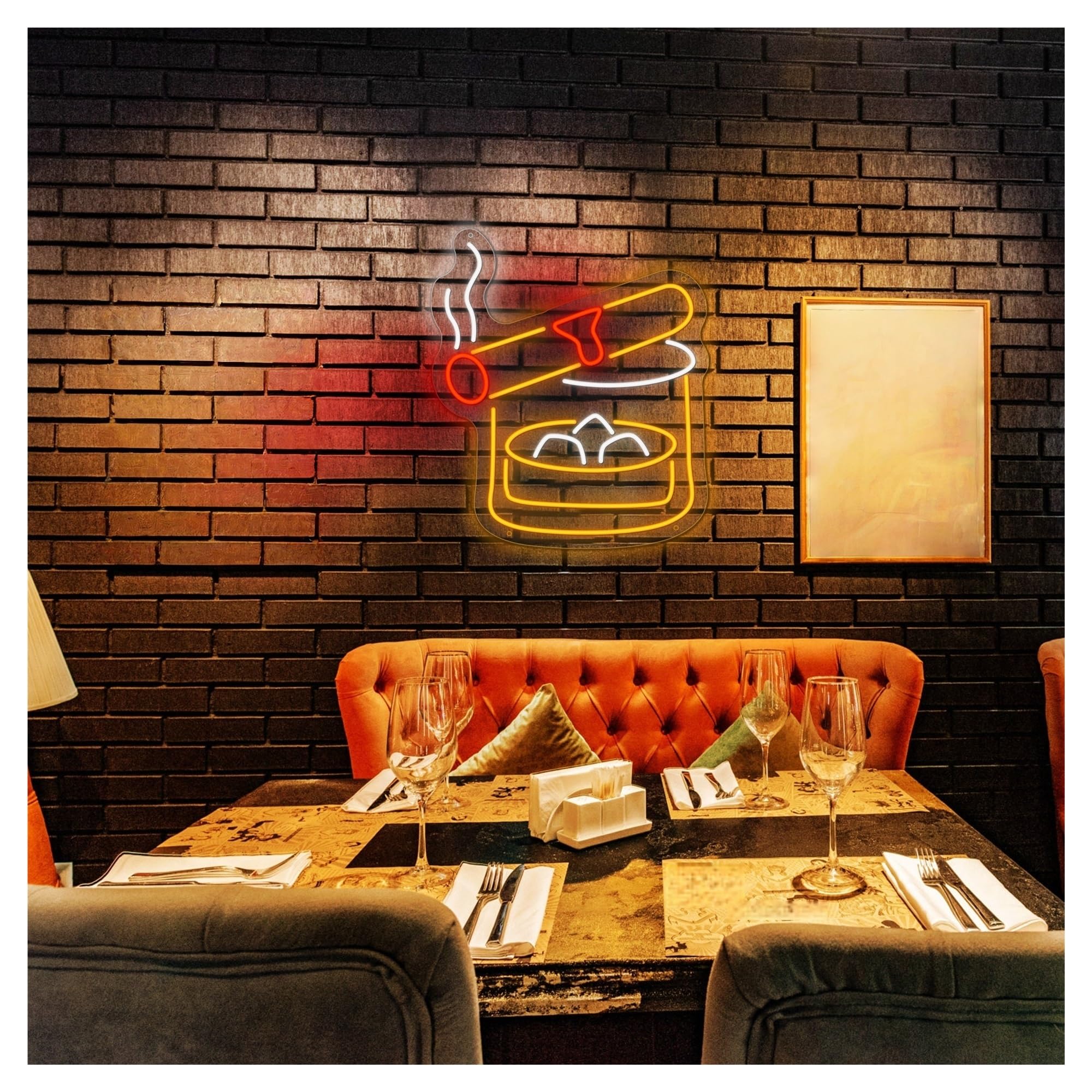 XENITE Luces Art Decoration Christmas Letrero De Neón De Cigarro Y Vaso De Whisky, Decoración De Pared De Vidrio Para Bar, Hogar, Fiesta 38cmx43cm