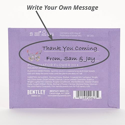 Miniatura 4 de Bentley Seed Co. Paquete de agradecimiento – Mezcla de polinizador de mariposas – 25 paquetes de semillas – Regalo de agradecimiento ecológico