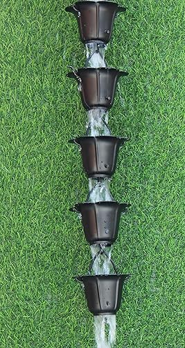 Miniatura 4 de KAM Home - Kit de instalación de cadena de lluvia con perno de latón y adaptador de canaleta (12 pies, negro)