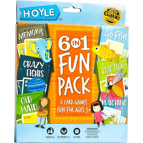 Hoyle 6 in 1 Kids Playing Cards Multi Game Pack, 6 Fun Games in 1 (Ages 3+)