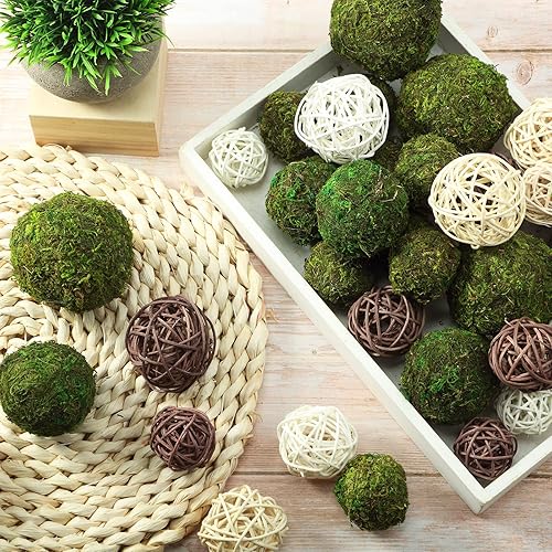 Miniatura 4 de Patelai 72 bolas decorativas de mimbre de ratán para jarrón, centro de mesa, tazones, relleno de orbes para primavera y verano, manualidades,