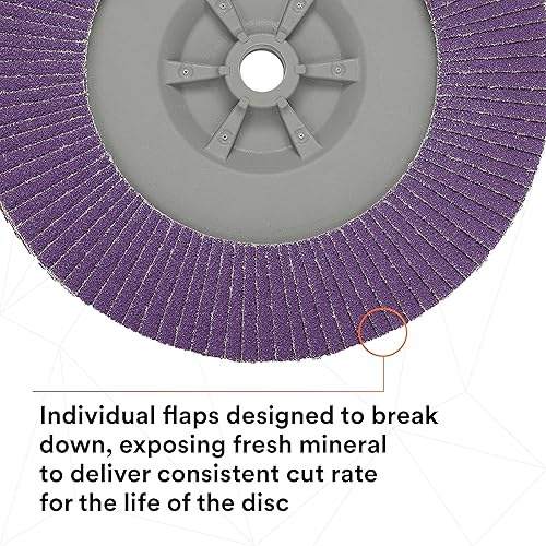 Miniatura 234 de 3M Disco de solapa 769F, tipo 27, 80+, 4-1/2 in x 7/8 in, abrasivo de alto rendimiento, disco de pulido y acabado de grano de precisión de cerámica