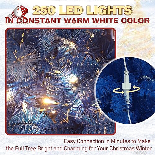 Miniatura 25 de MUPATER Árbol de Navidad artificial preiluminado de 5 pies, con nieve flocada y soporte de metal, luces blancas cálidas, decoración navideña