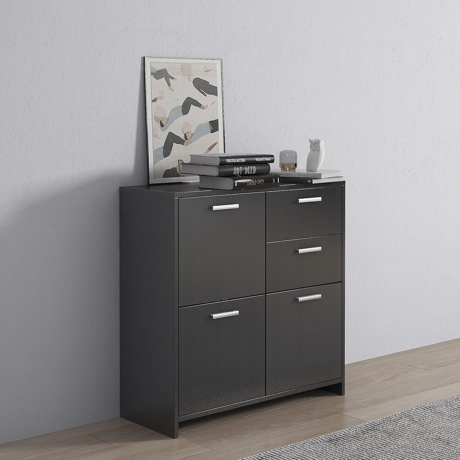 Henf Hairdressing Dresser Cabinet Black Barber Stations Hair Styling Cabinet Beauty Salon Storage Organizer Spa Equipment with 2 Drawer 3 Side Cabinet (Style 20) : Beauty & Personal Care