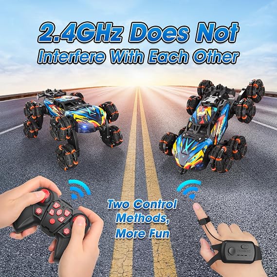 Remote Control Cars for Boys Age 3+, 8WD Hand Gesture Sensing RC Stunt Cars