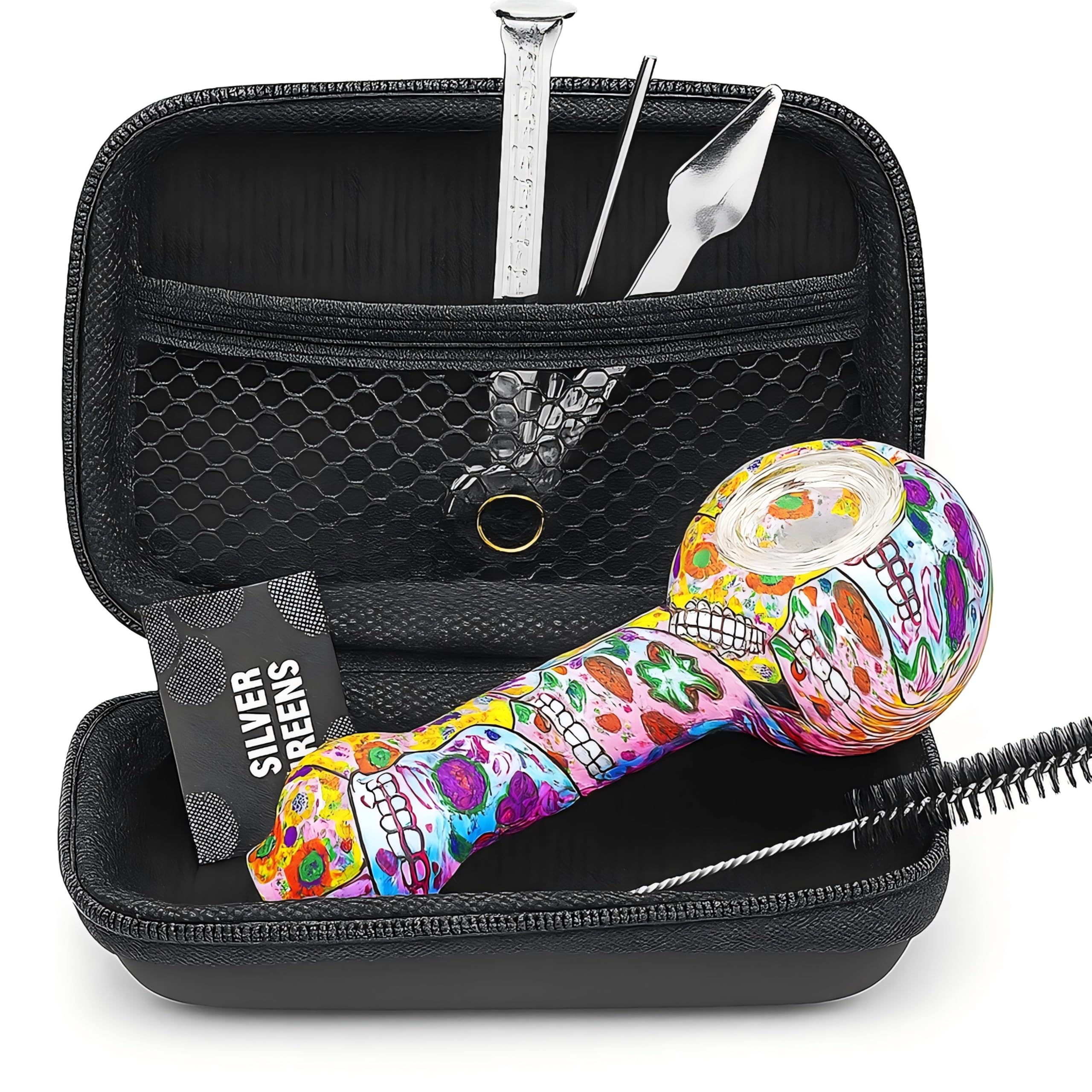 4" multicolor Tobacco Pipe Set, Portable Compact Pipe Kit With Zipper Bag And Cleaning Tools(Multicolor C)