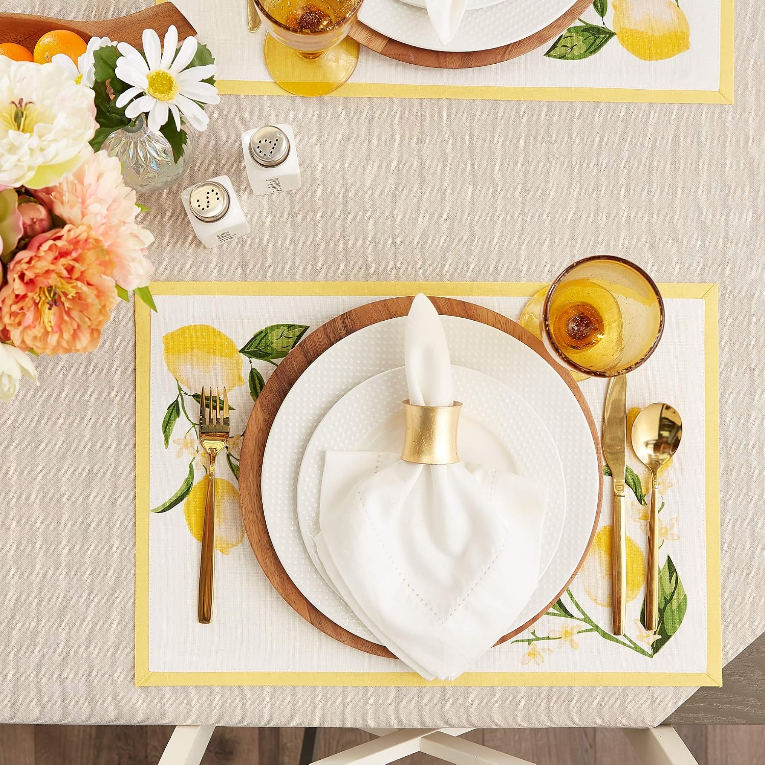 DII Lemon Bliss Tabletop Collection, Placemat Set, 6 Piece