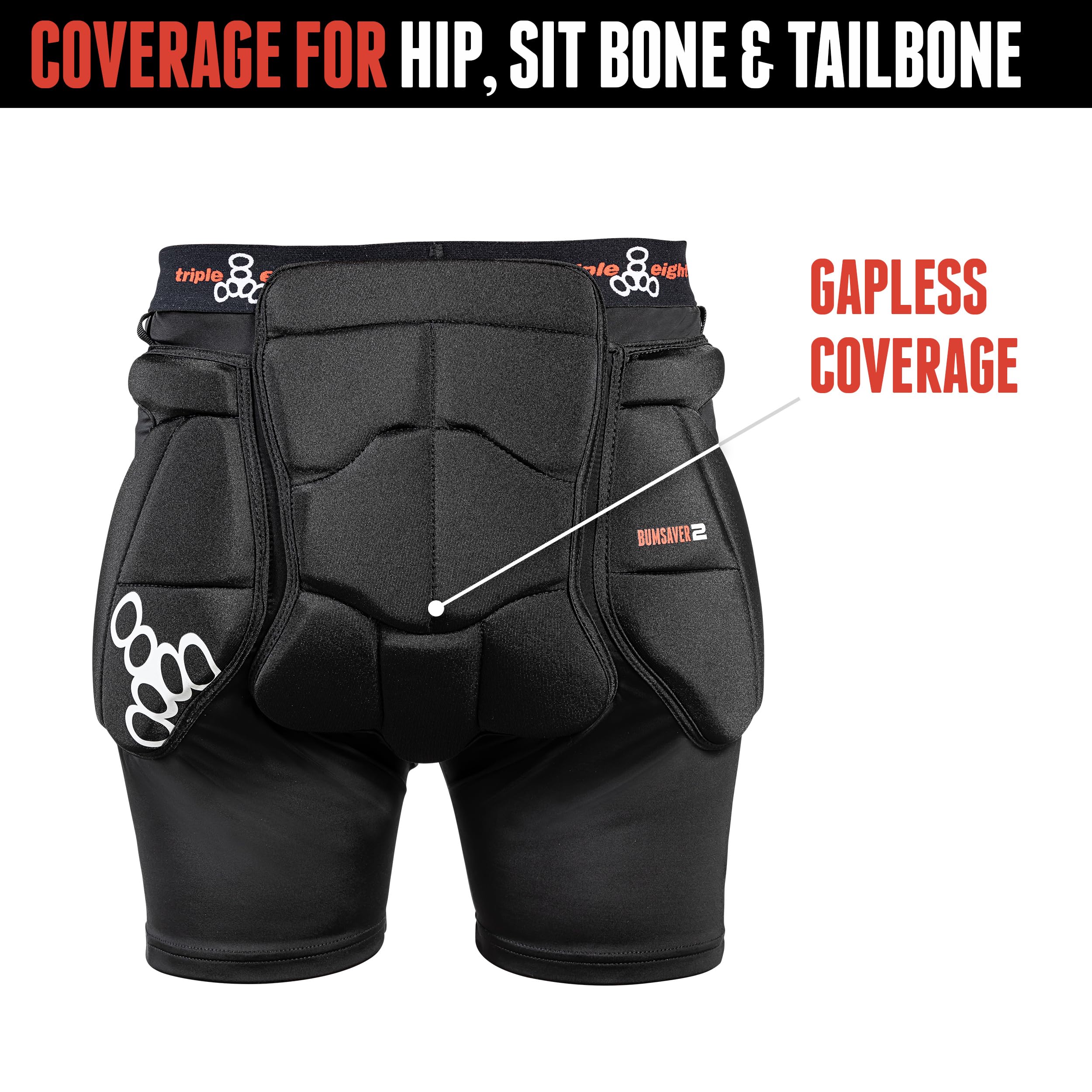 Triple Eight Bumsaver - 2 Pantalones Cortos Acolchados para patineta, Snowboard y esquí