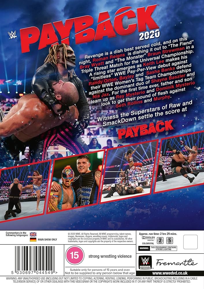 Amazon.co.jp: WWE: Payback 2020 [DVD] [Region 2] : DVD