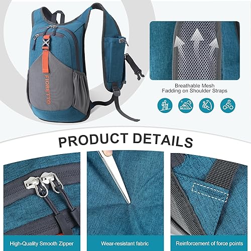 Miniatura 7 de FIORETTO Mochila de senderismo de 10L para mujeres y hombres, mini mochila plegable ligera para acampar viajes al aire libre, turquesa