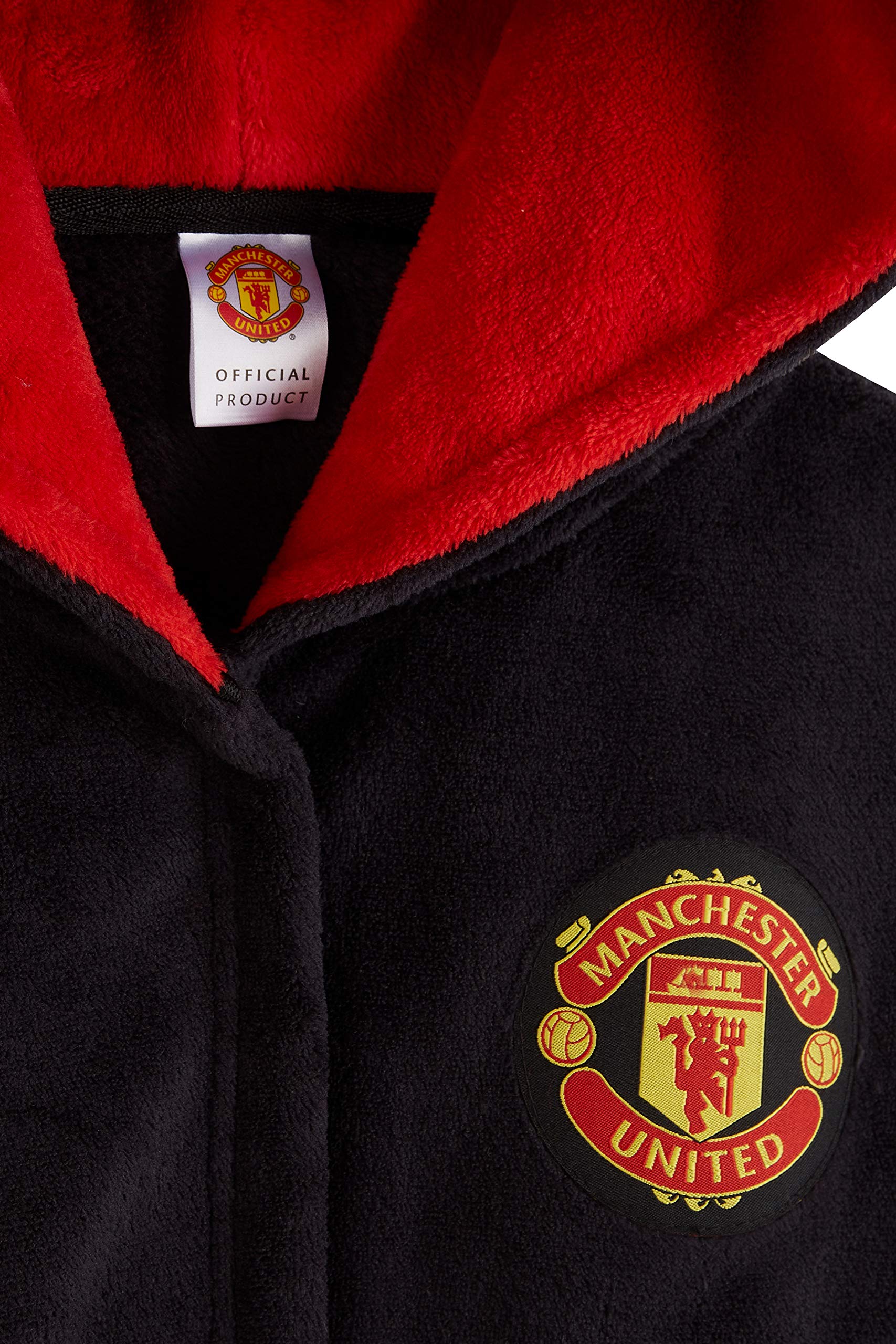 Manchester United F.C. Boys Dressing Gown, Football Kids Fleece Hooded ...