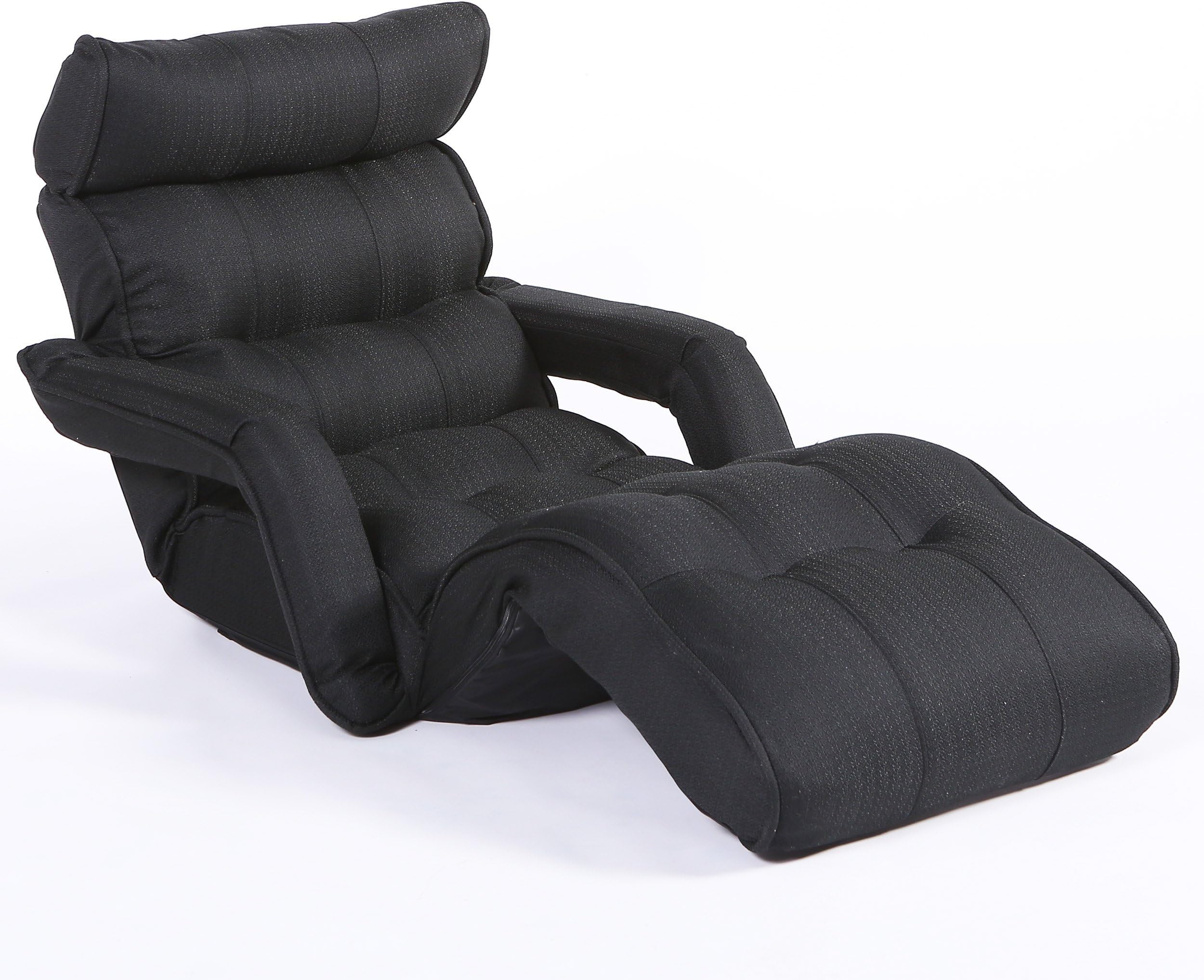 Pro Floor Sofa Chair Multi-Functional Recliner with Armrest Bed, Black Soft Fabric