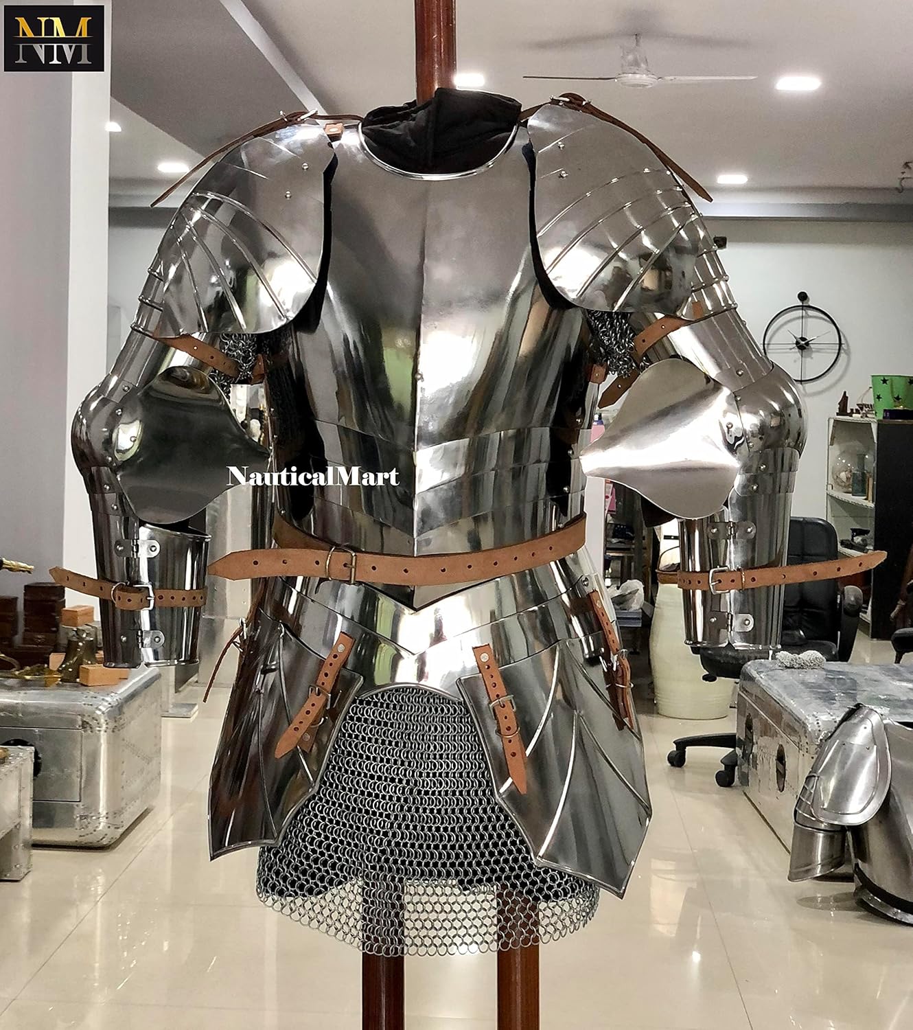Medieval Knight Reenactment Steel Armour Halloween Breastplate with Arm Set