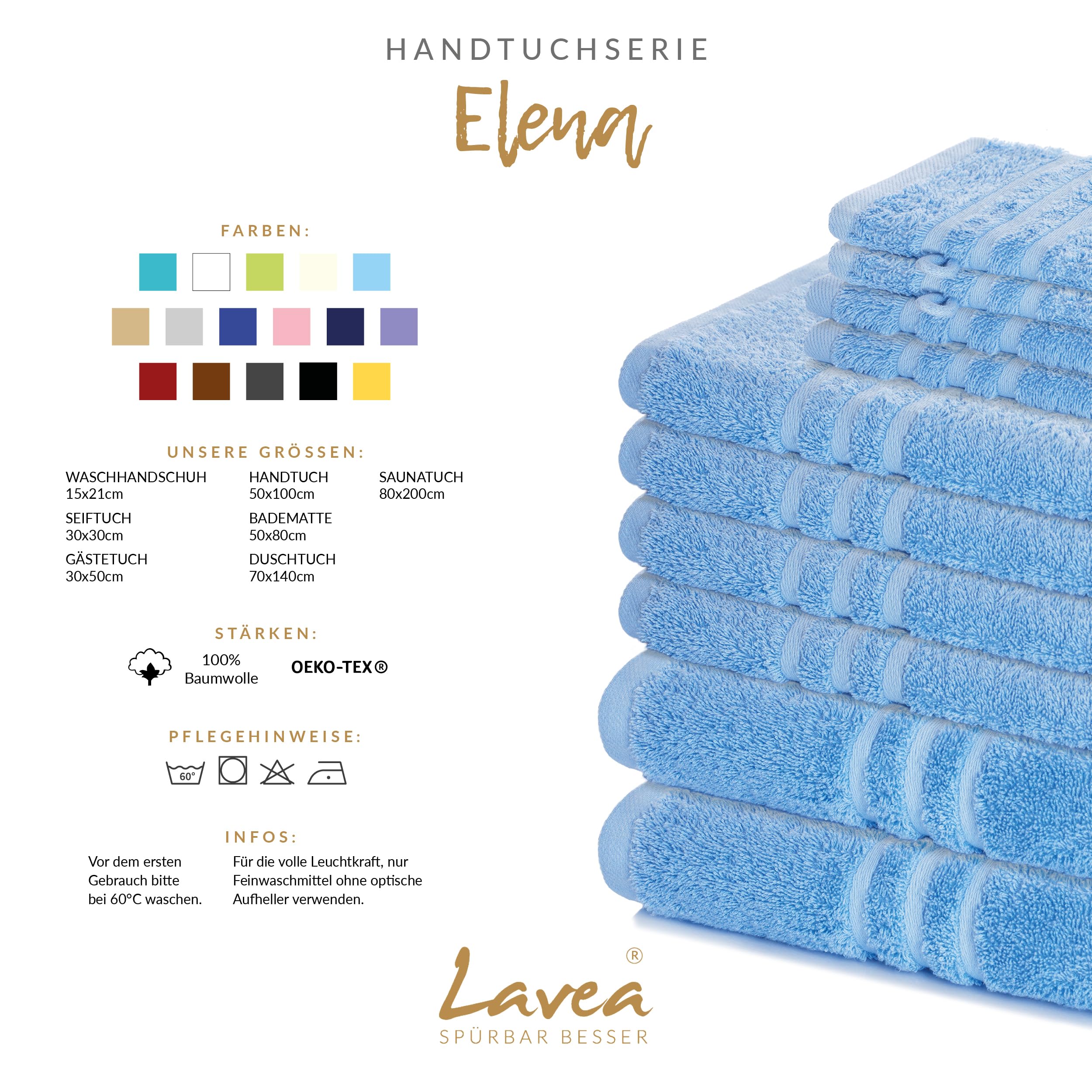 Lavea Elena Wash Mitt Set of 10, 100% Cotton, Terry Towelling, Washcloth, Absorbent, Soft - Image 3