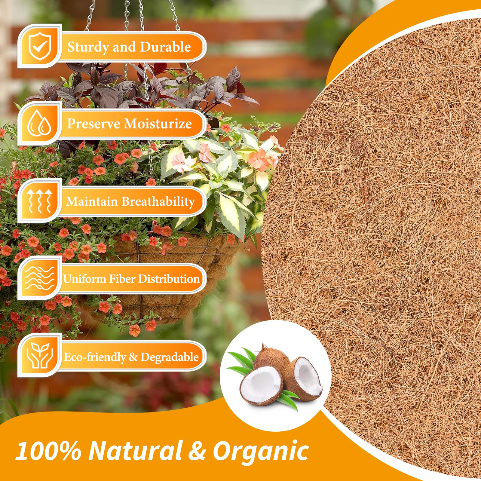 Snapklik.com : 3 Pack Natural Coco Liner Roll, 31X80 Inch Coconut ...