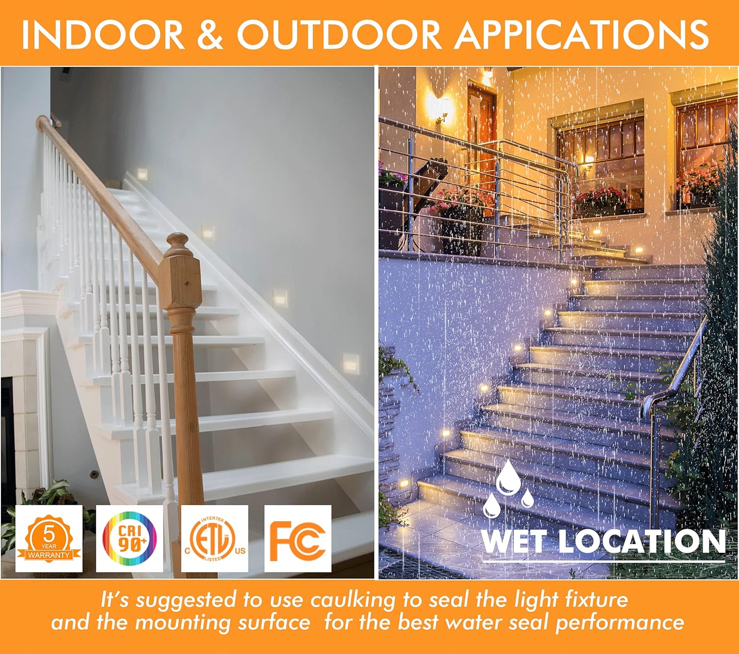 CLOUDY BAY 3 Color 120V Dimmable LED Indoor Outdoor Step Light,3000K/4000K/5000K 3W 100lm Stair Light,White Finish,12 Pack - - 