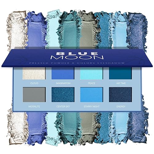 Paleta de sombra de ojos azul mate de 8 colores de larga duración verde azulado para maquillaje de tonos fríos, aspecto de ojos brillante, alta