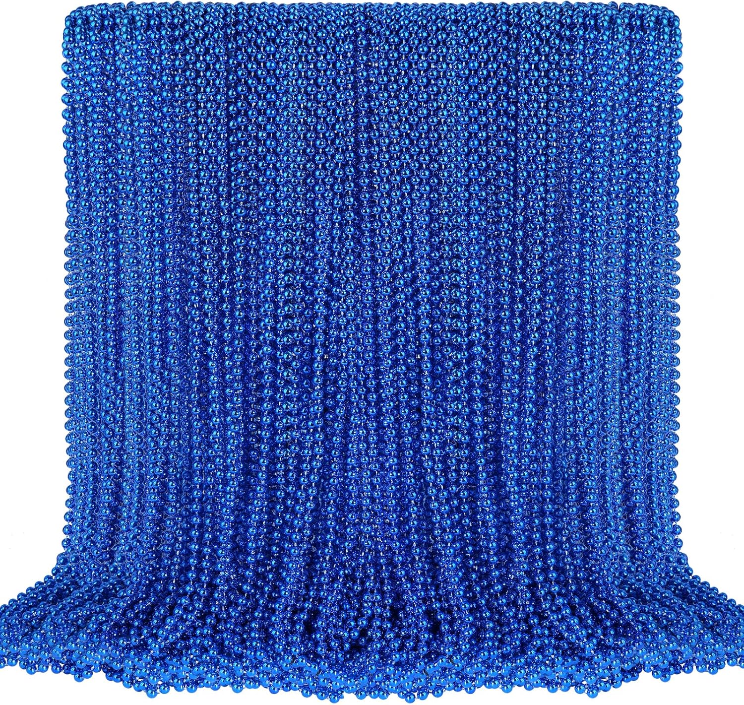 100 PCS Blue Bead Necklace, Blue Mardi Gras Beads Christmas Necklaces, 33" 4th of July Patriotic Beaded Necklace, Parade Throw Accessories for Independence Day Mardi Gras Hanukkah Pirate Theme Party