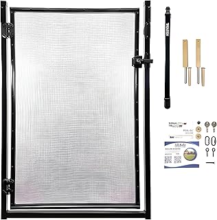 All Safe Pool Fence Door Gate Kit - 4-Foot Black Self-Closing Pool Gate for Decks, Lockable & Easy DIY Installation - Safety Swimming Pool Gate for Kids & Inground Pool Fencing, Durable U-Safe Frame