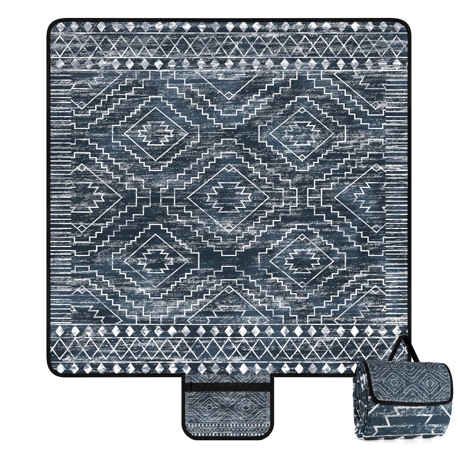 Jopee Picknickdecke Wasserdicht, 200 x 200 cm Waschbar Sandfrei Strandmatte für 4-6 Personen, Leicht und Tragbar Stranddecke mit Tragegriff, Picknick Decke für Reisen, BBQ, Wandern, Camping, Garten